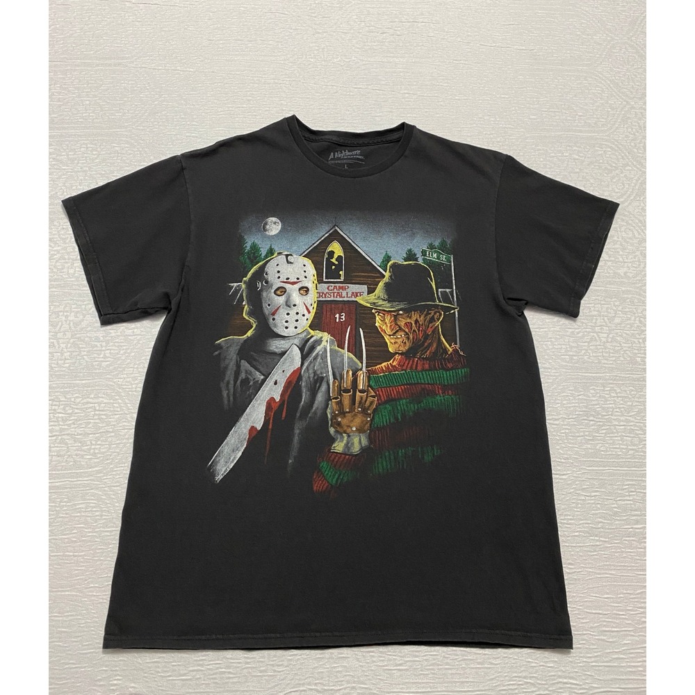 A‎ Nightmare on Elm Street Freddy Krueger Jason Voorhees Graphic T Shirt Men's L
